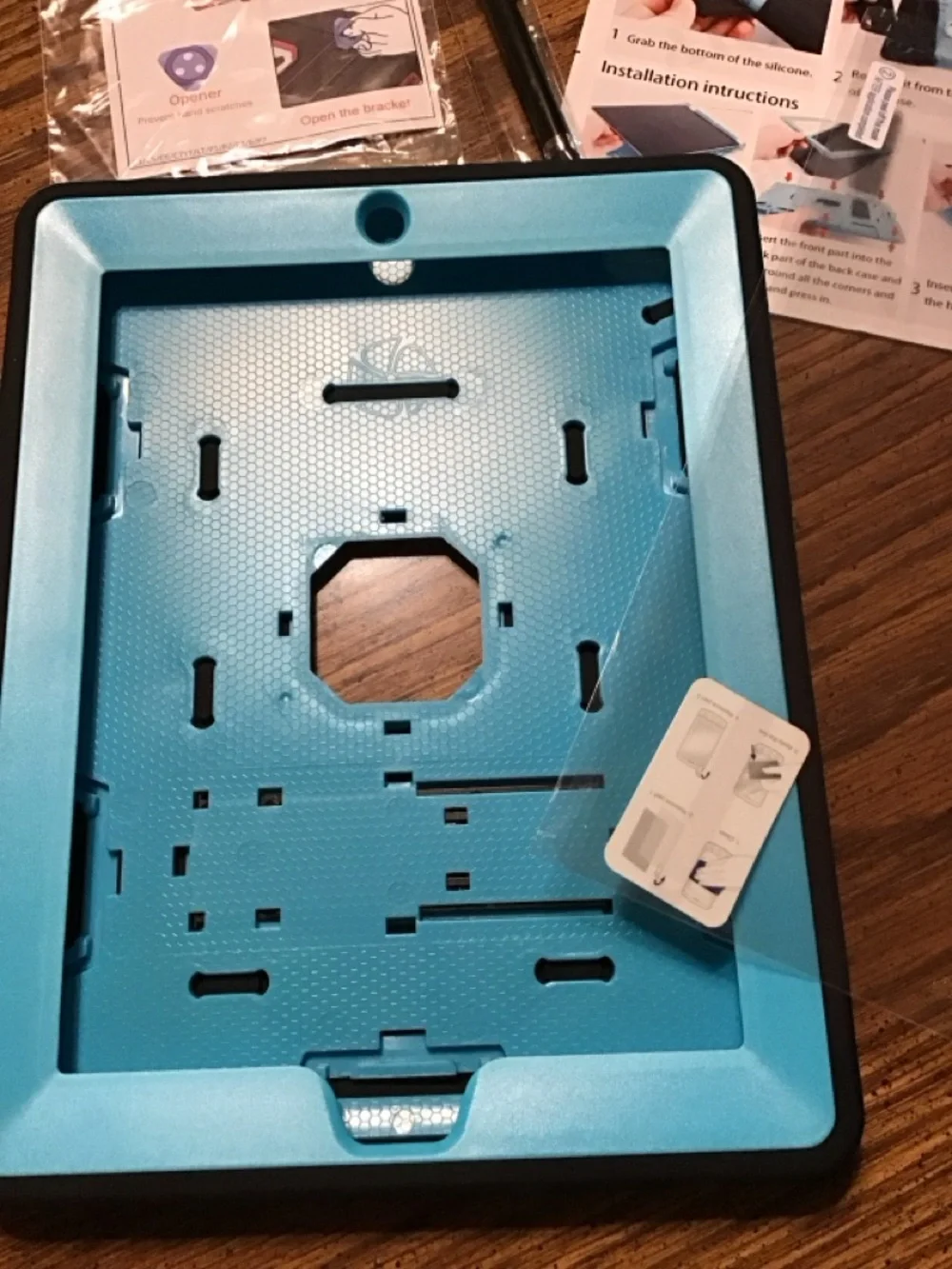 Blue ipad 2/3/4 shockproof military Case Shell with Black Trim & stand